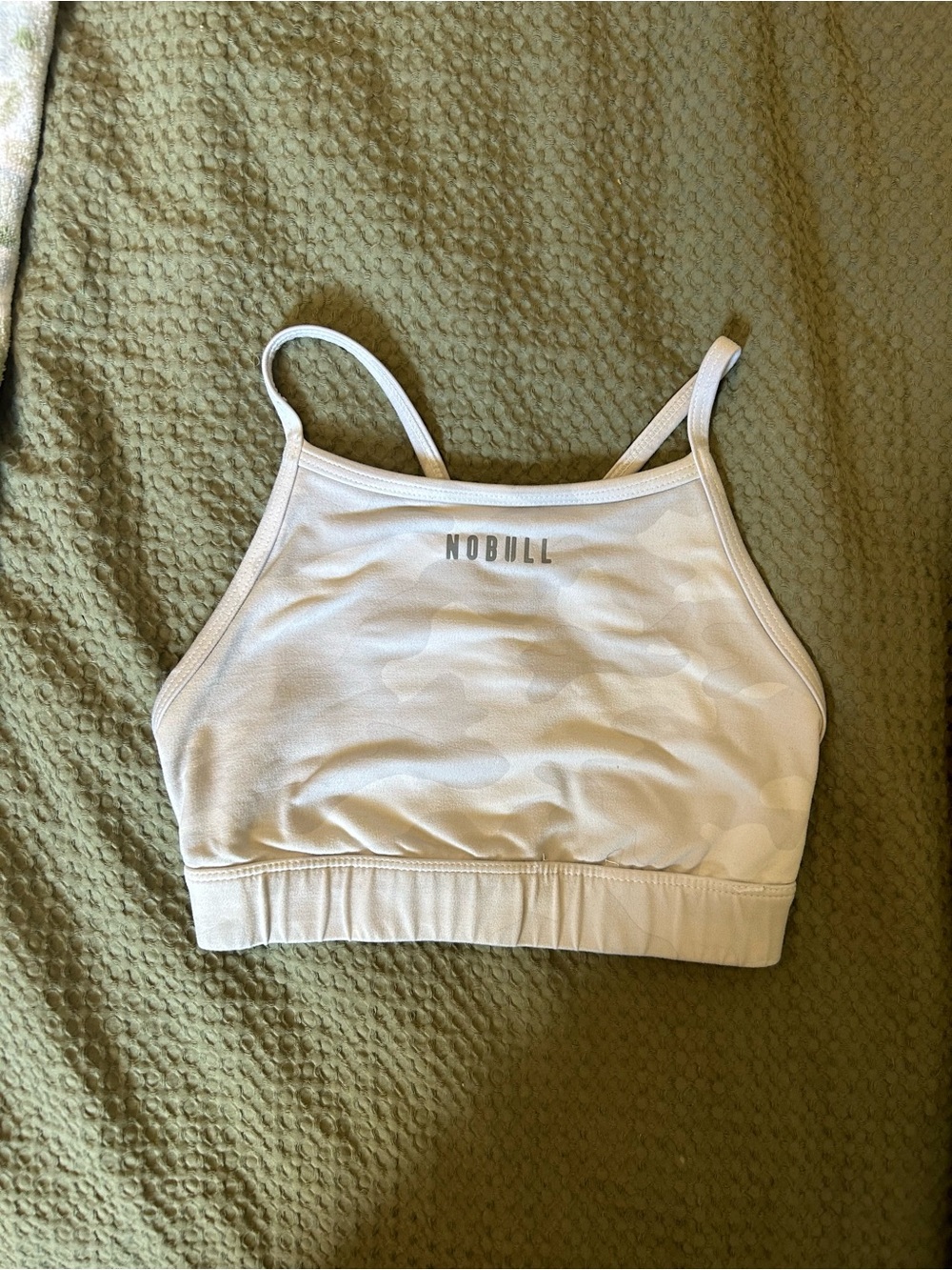 NOBULL White Camo High-Neck Crop Sports Bra